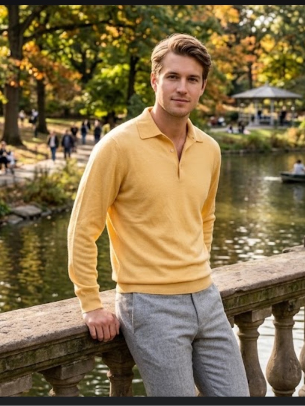 Fedeli silk Cashmere blend Collar Polo Sweater
Yellow | Size: Medium| US38, IT48